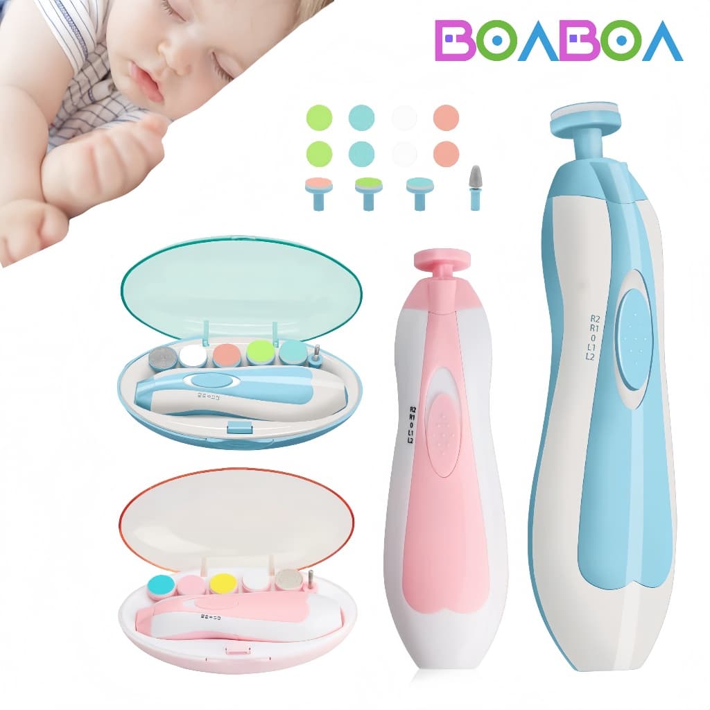 Cortador de unhas elétrico para bebês, crianças pequenas, crianças e adultos com caixa, rosa/azul