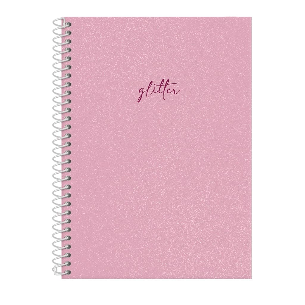 Caderno Colegial Capa Dura Feminino Solid Glitter Colors