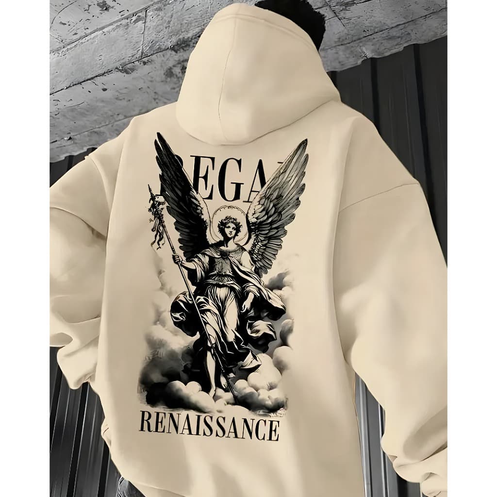 Moletom Canguru Masculino Flanelado Capuz Inverno Casual Estampa Moderna Unissex Anjo Renassência