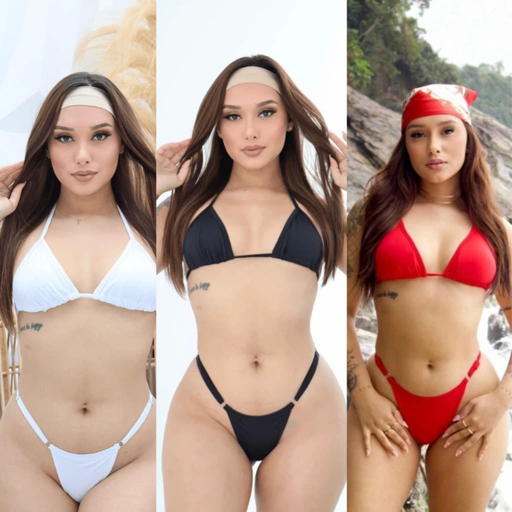 Kit 3 Biquini Marquinha de Fita Regulagem Forrado Suplex Verão