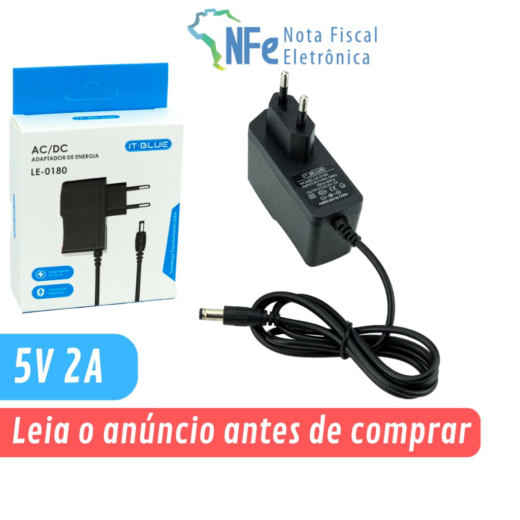 Fonte de Alimentação 5V DC 2A Bivolt 110V 220V P4 Estabilizada 2 Amperes - Receptor TV Conversor