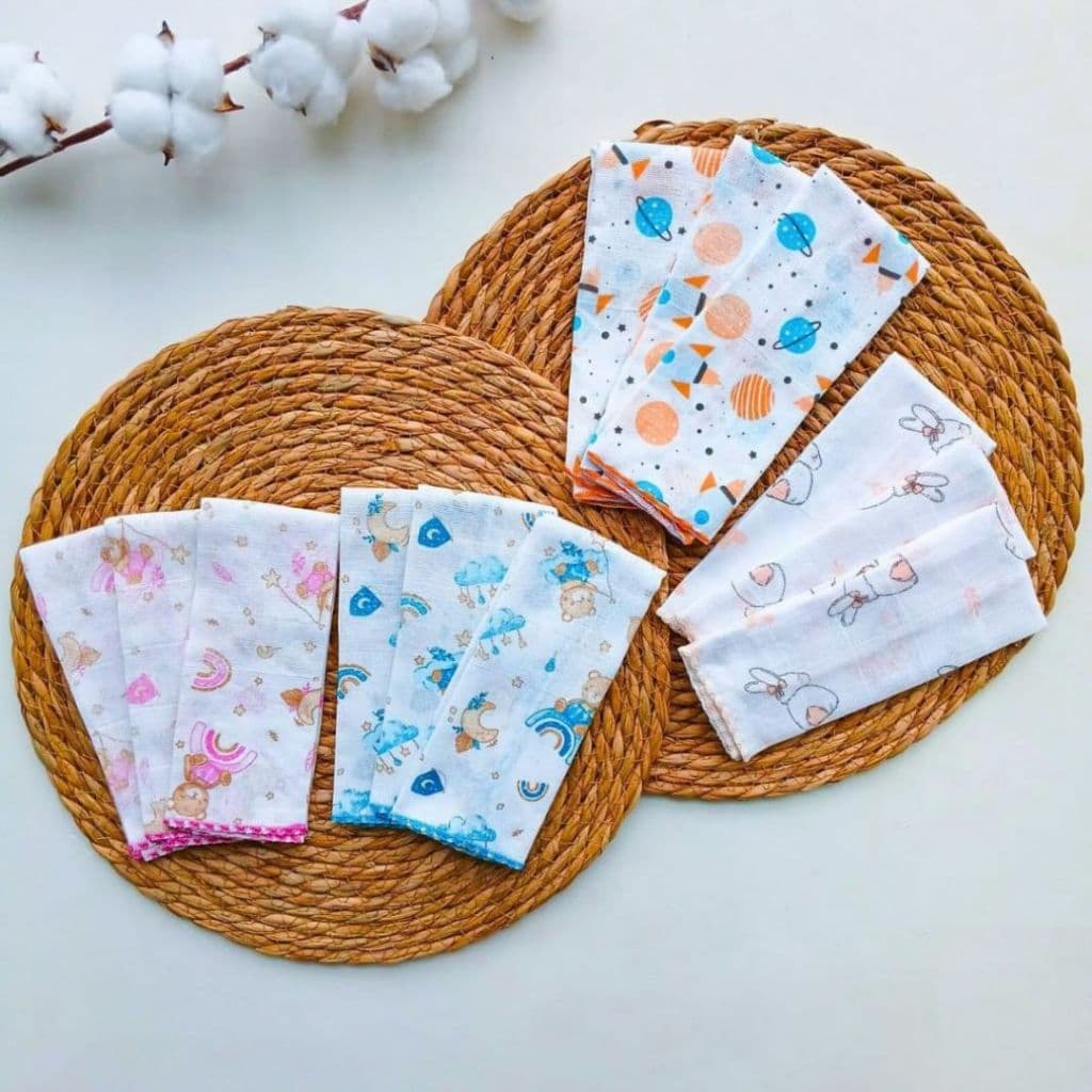 Kit 9 fraldinha de Boca 100% agodão sortido