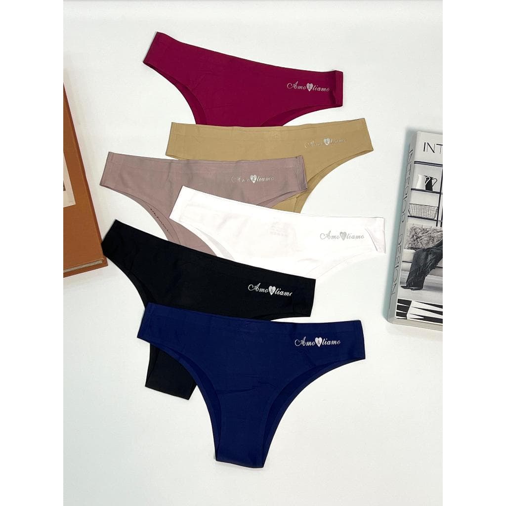 Kit com 6 ou 3 Calcinhas Sem Costura Tanga Cores Sortidos