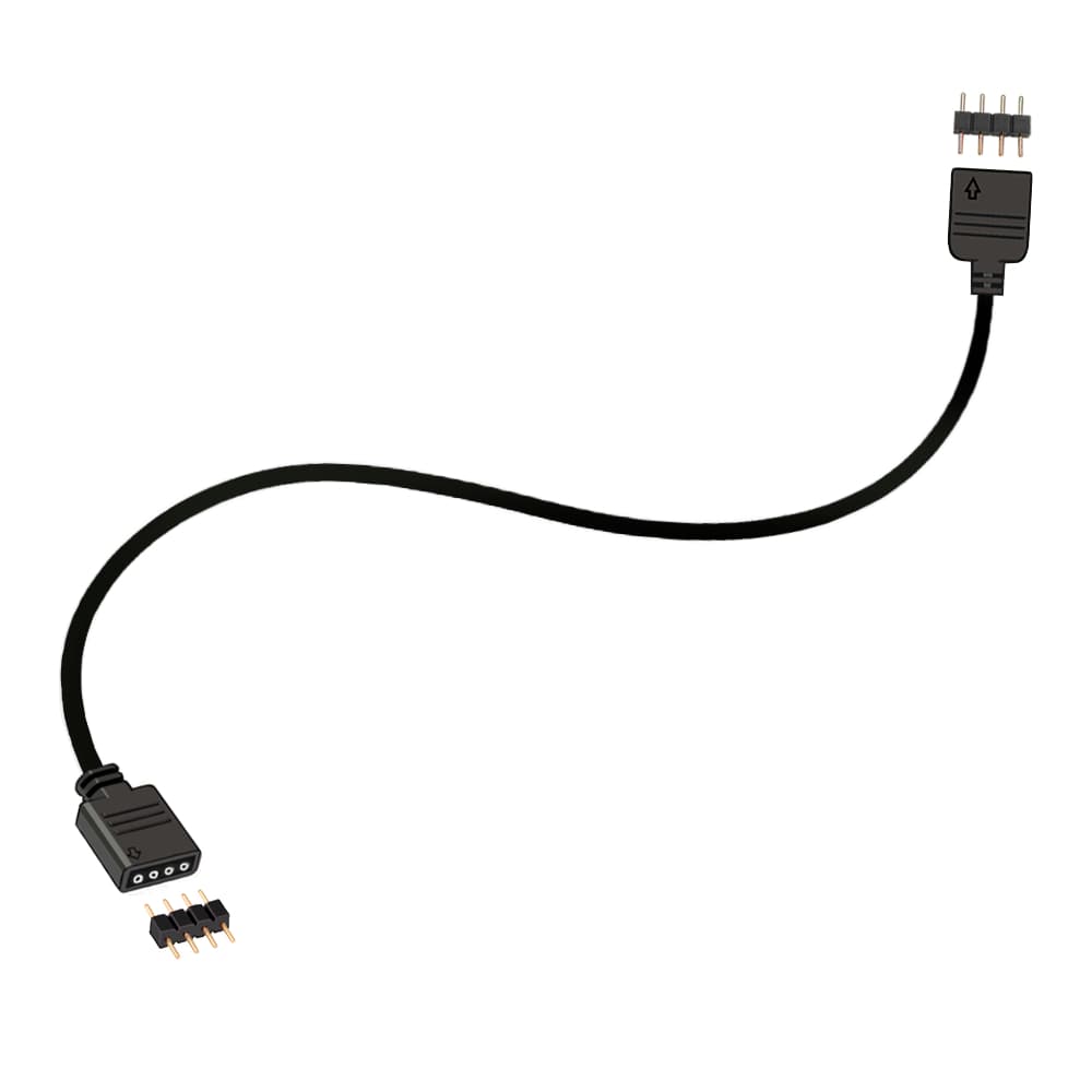 CABO EXTENSOR RGB 4 PINOS 12V PARA COOLER FAN E FITA DE LED, 30CM, PRETO