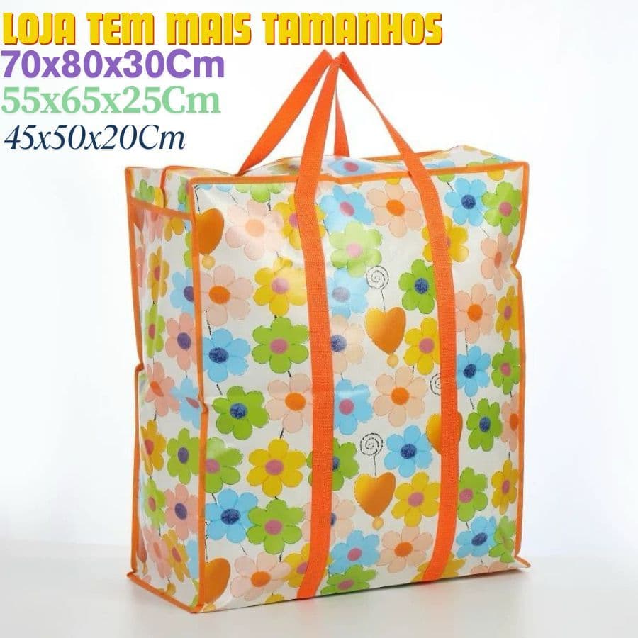 Sacola Sacolão 70x80x30Cm Ou 55x65x25Cm Ou 45x50x20Cm Com Alça De Mão E Ziper Sacoleira Bolsa Viagem