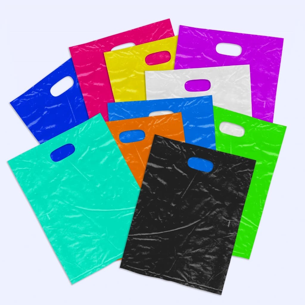 Kit 100 Sacolas Plásticas Boca de Palhaço Alça Vazada