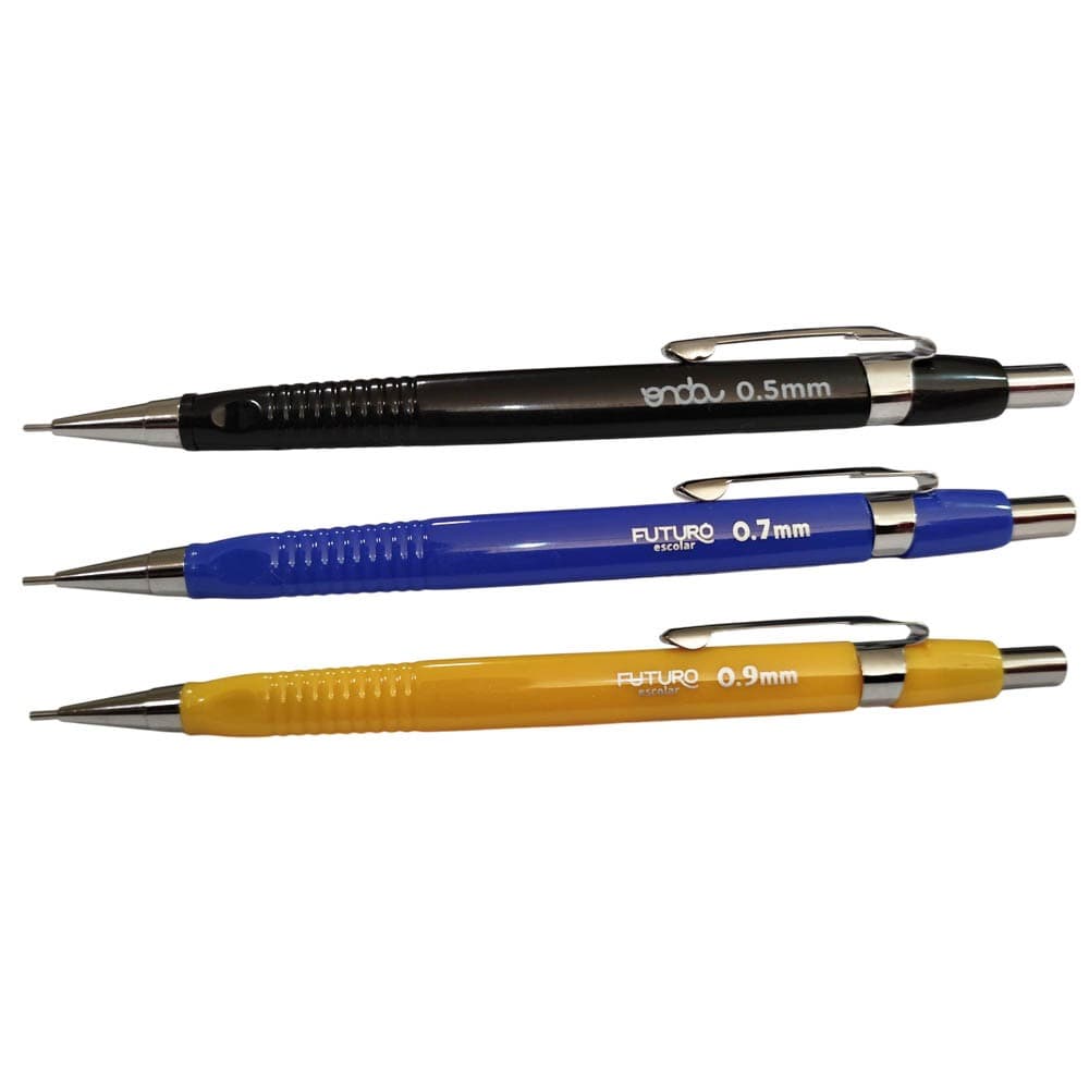 Lapiseira Técnica 0.5 - 0.7 - 0.9mm + 1 Tubo Grafite com 12 Minas Grafite