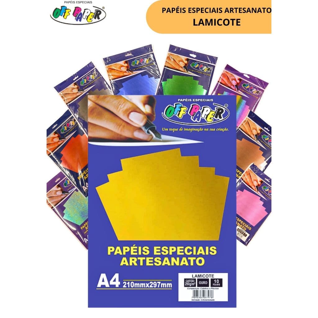 PAPEL LAMICOTE A4 250g - OFF PAPER 10 FOLHAS