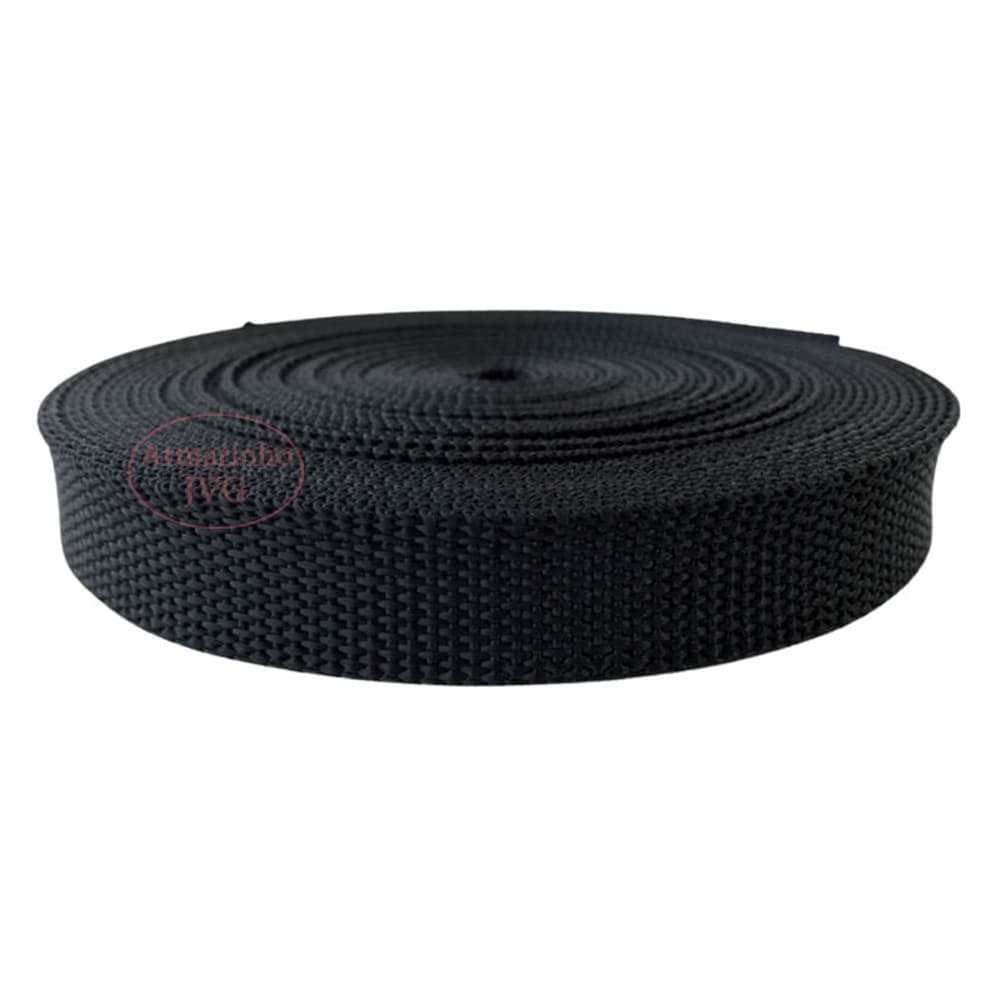 10m Fita Cadarço CA 25mm 2,5cm Preta Alça Bolsas Mochilas Costura