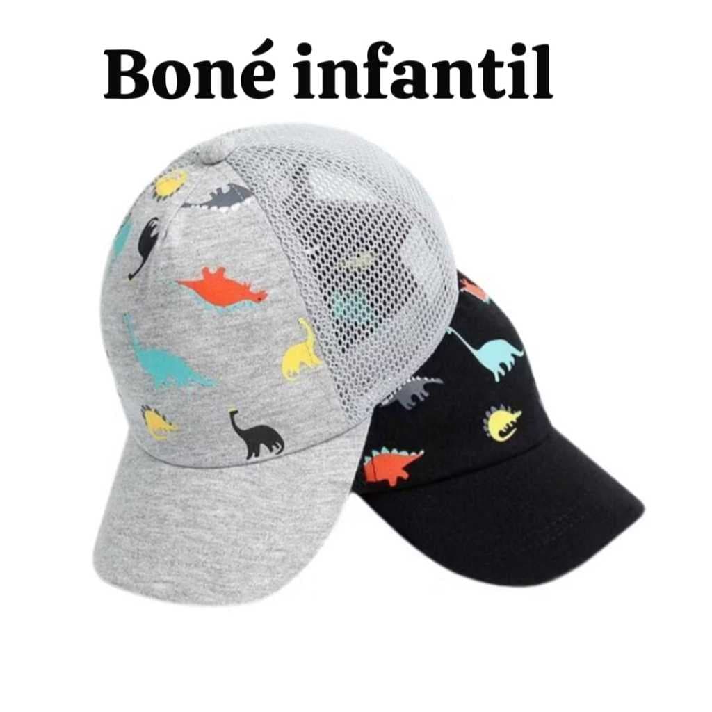 Boné Infantil com Estampas Coloridas de Dinossauro  Ideal para Caminhada Passeio, brincadeira 1ate 5anos
