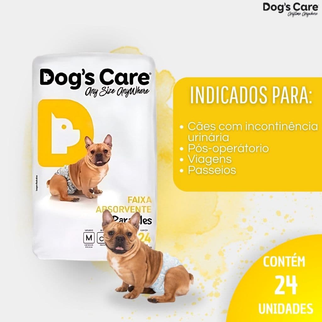 Fralda Descartável Higiênica P/ Cães Macho Dogs Care M 24 Un