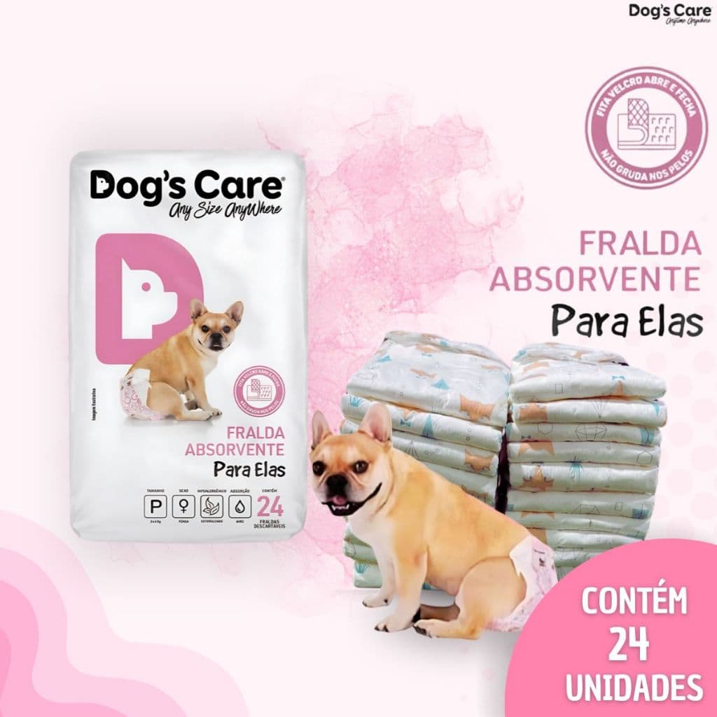 Fralda Descartável Higiênica P/ Cães Fêmea Dogs Care P 24 Un