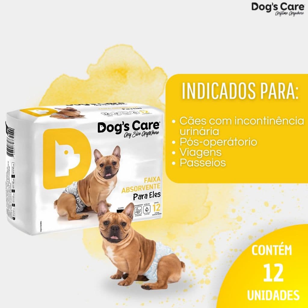 Fralda Higiênica Descartavel  Dog's Care para Macho 12 Unidades - Tam. P