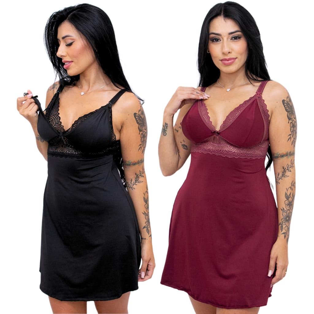 Kit 2 Camisola Pós Parto Camisola de Amamentar M ao 54 sem bojo Maternidade Lactantes