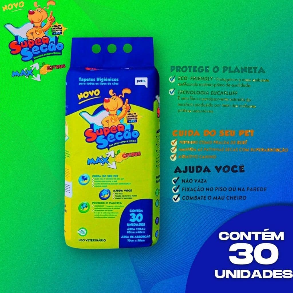 Tapete Higiênico Supersecão Max Citrus C/30 Unidades Caes