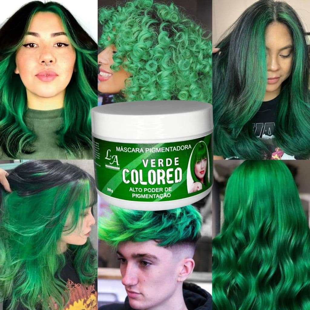 Tonalizante Verde Green Mechas Verdes fácil - S/ Amônia - Resultado 100% Natural La cosméticos 300g