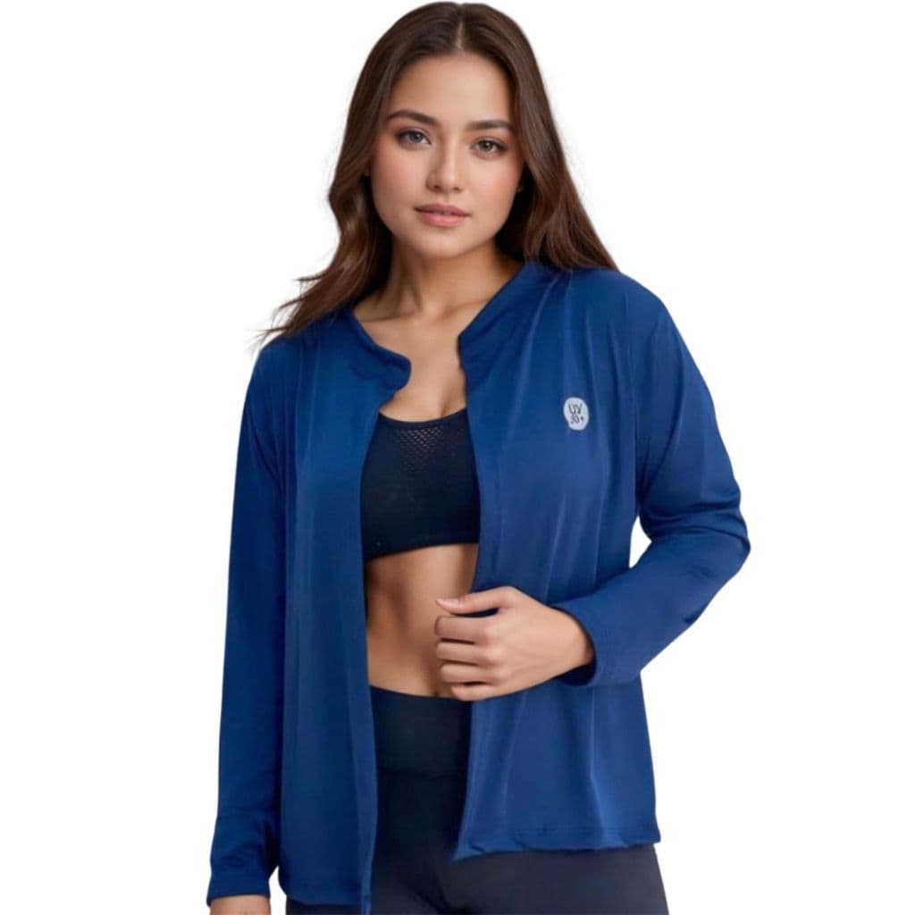 Casaco feminino segunda pele uv blusa fitness aberta treino academia