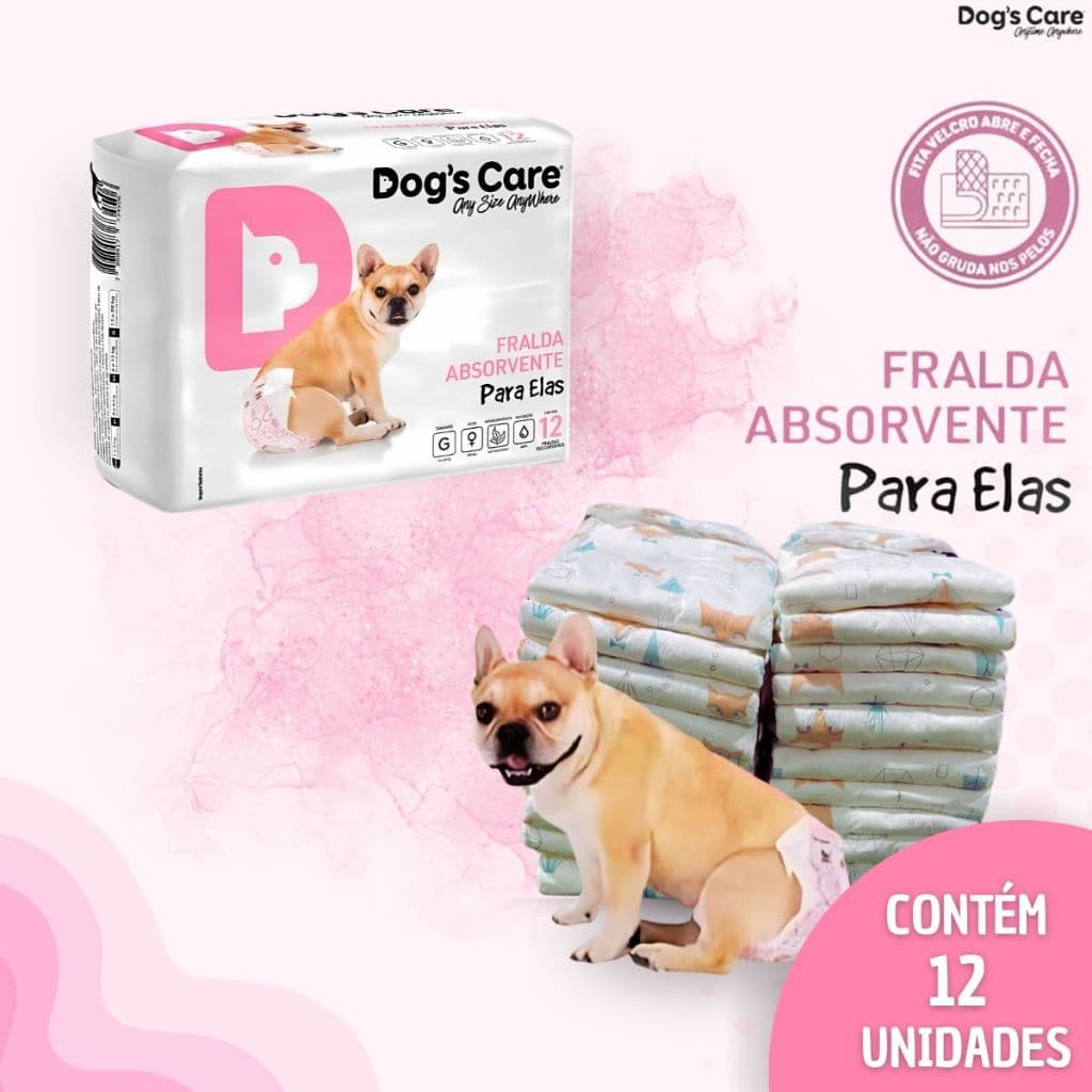 Fralda Higiênica Descartável P/ Cães Fêmea Dogs Care M 12un