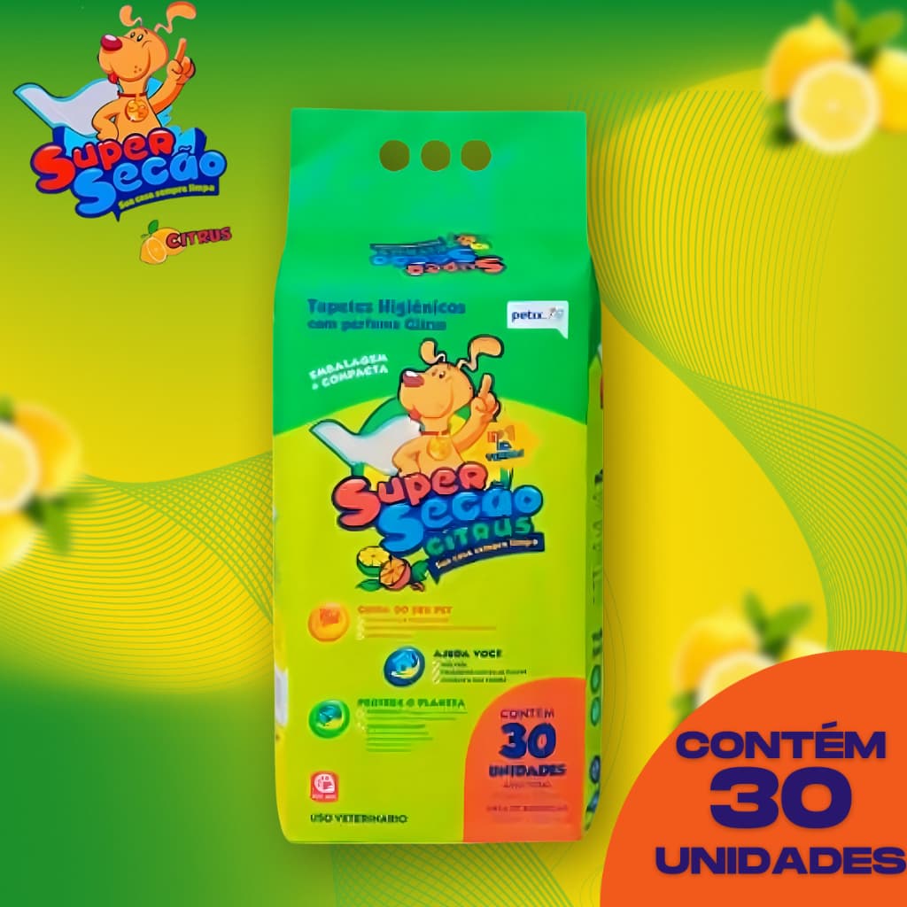 Tapete Higiênico Para Cães Super Secao Citrus 80x60 Cm - 30 Uni