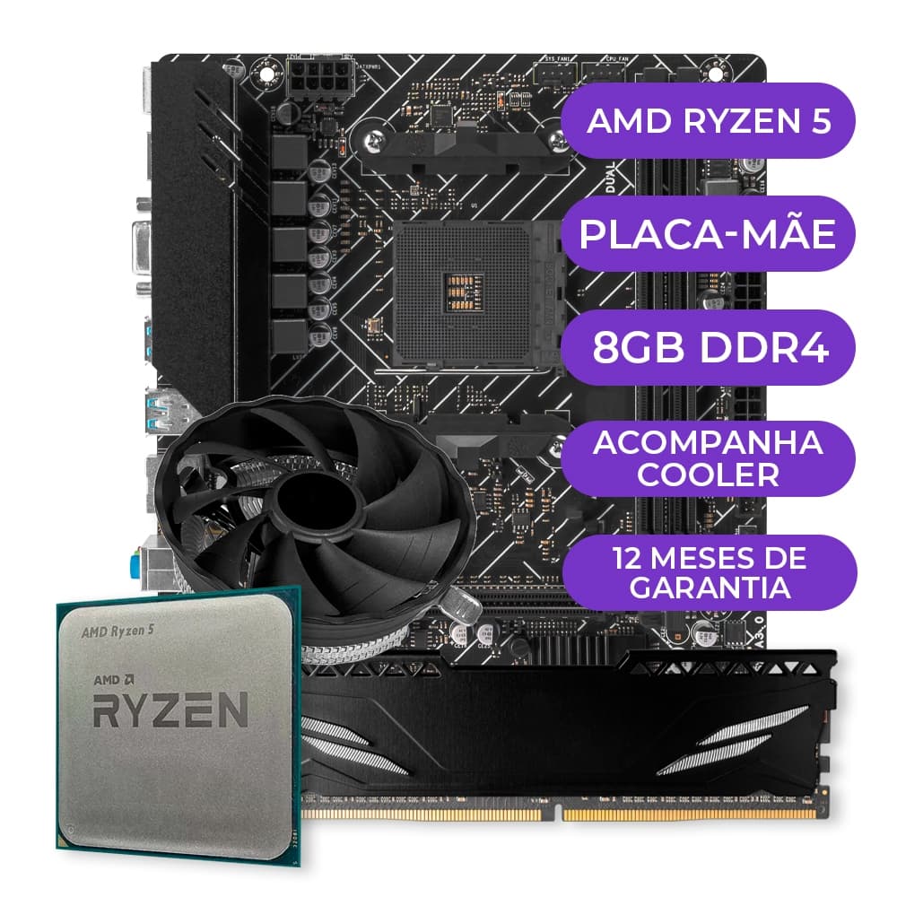 Kit Upgrade Gamer, Processador AMD Ryzen 5 5600GT, AM4, 8GB DDR4