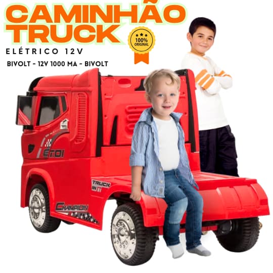 CAMINHÃO ELÉTRICO INFANTIL CAVALO MECÂNICO TRUCK 12V C/ CONTROLE REMOTO, MP3, USB, FARÓIS REALISTAS.