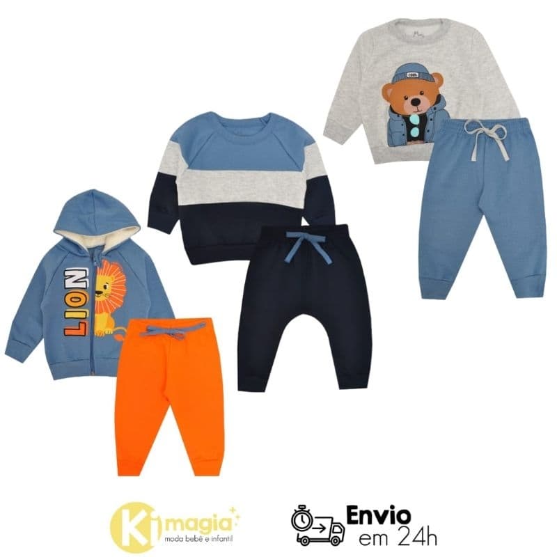 Conjunto Moletom Bebê Menino. Ótima qualidade Inverno  tamanho P ao 3