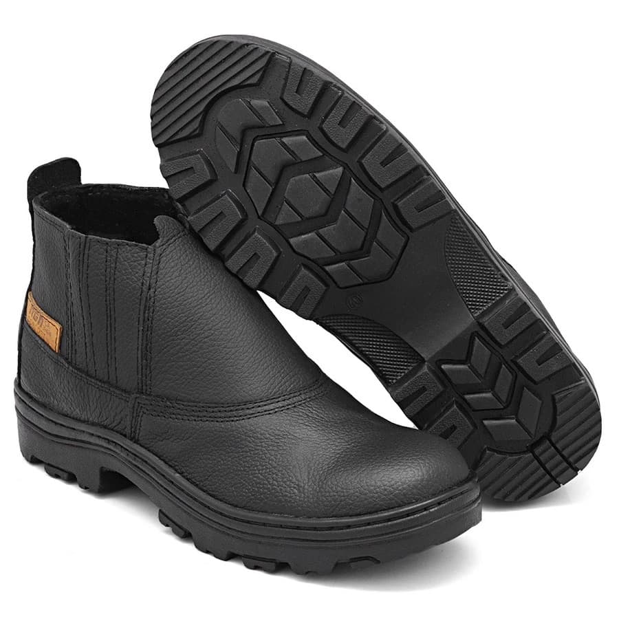 Botina De Segurança Bota De Trabalho Masculina e Feminina Em Couro Legitimo Biqueira Com CA Bico PVC