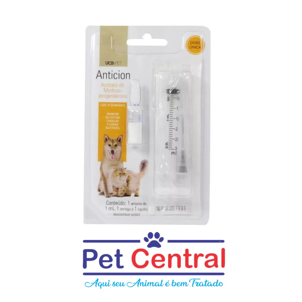 Anticion Anticoncepcional 1ml P/ Cadelas E Gatas C/ Seringa