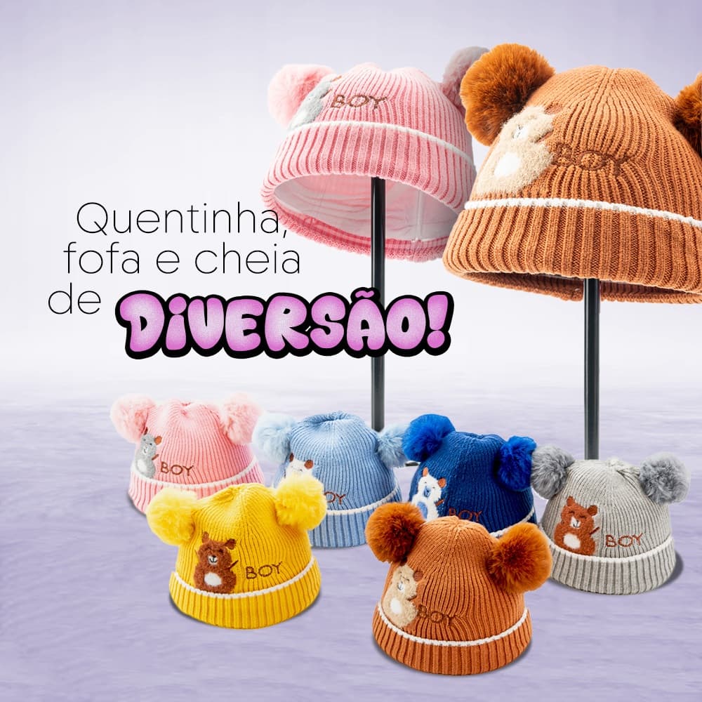 Gorro Touca Longo Infantil Menino Menina Tricotado Quente Fashion Para 2 a 6 anos MZ0469UR