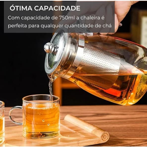Chaleira Com Infusor De VIDRO 750 600 500 ML OU 350 ML (NÃO VAI AO FOGO) Para Chá Bule