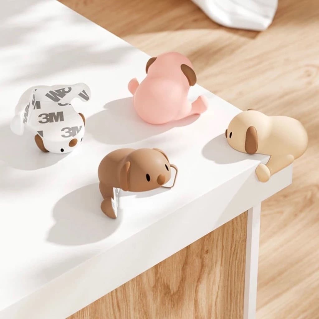 Kit 4 Protetor De Quina Mesa Canto Cantoneira Formato Cachorrinho Cores Aleatórias