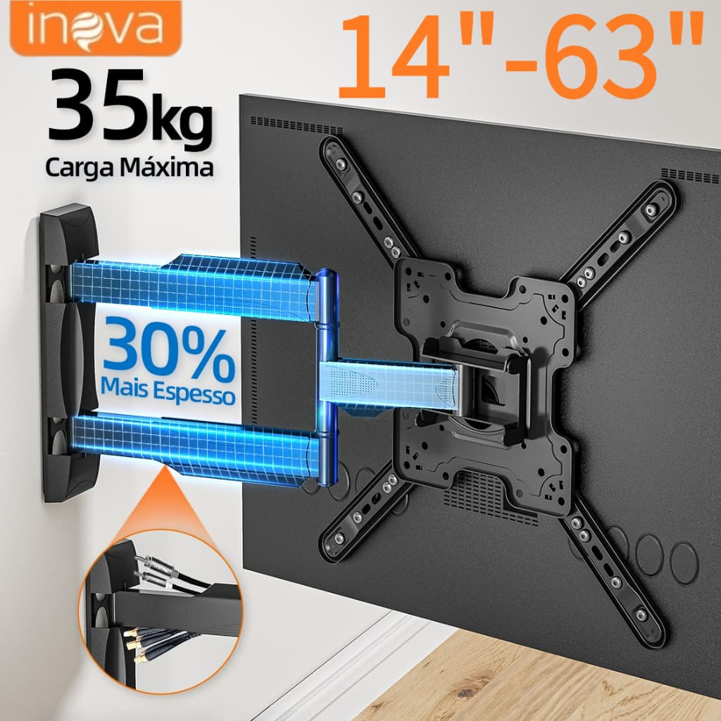 Inova Suporte TV Tri Articulado LCD LED PLASMA 14 A 63 Polegadas Parede Suporte multifuncional de TV Suporte Tv