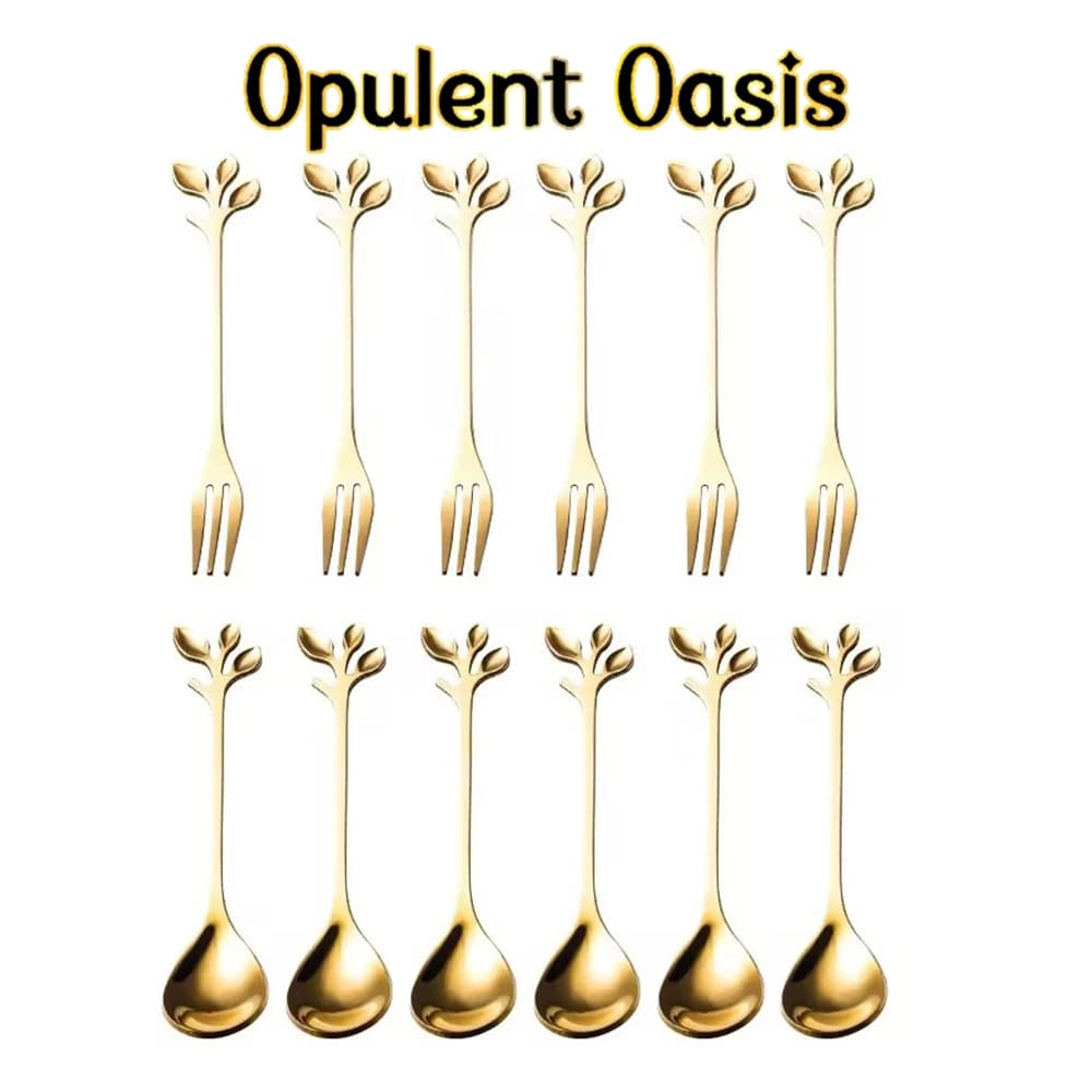 Kit jogo 10 Peças Conjunto De Colher garfo Criativo De Aço Inoxidável Talheres De Ouro Para Café