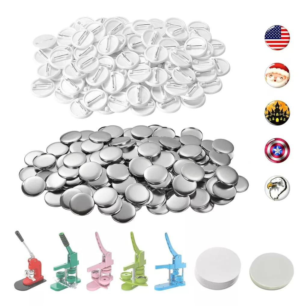 32mm/44mm/58mm Branco Pins E Bottons 100 Kits Para Mecolour Máquina De Button