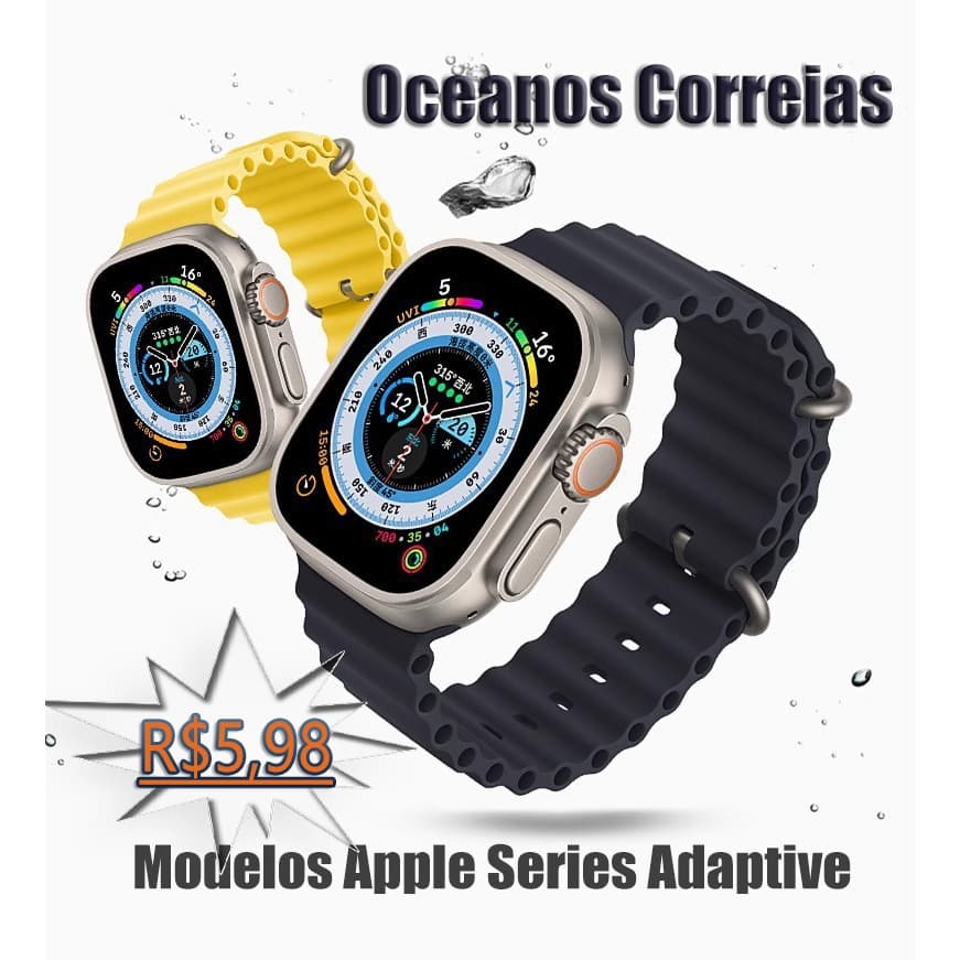 Pulseira de silicone para Smartwatch 44mm 40mm 42mm 46mm 49mm cinto de borracha smartwatch pulseira