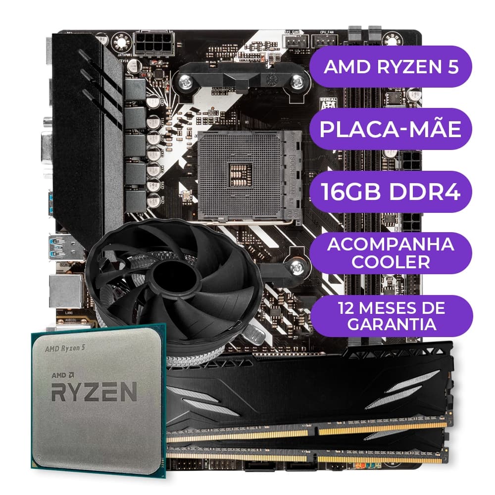 Kit Upgrade Gamer, Processador AMD Ryzen 5 5600GT + B450M + 16GB DDR4