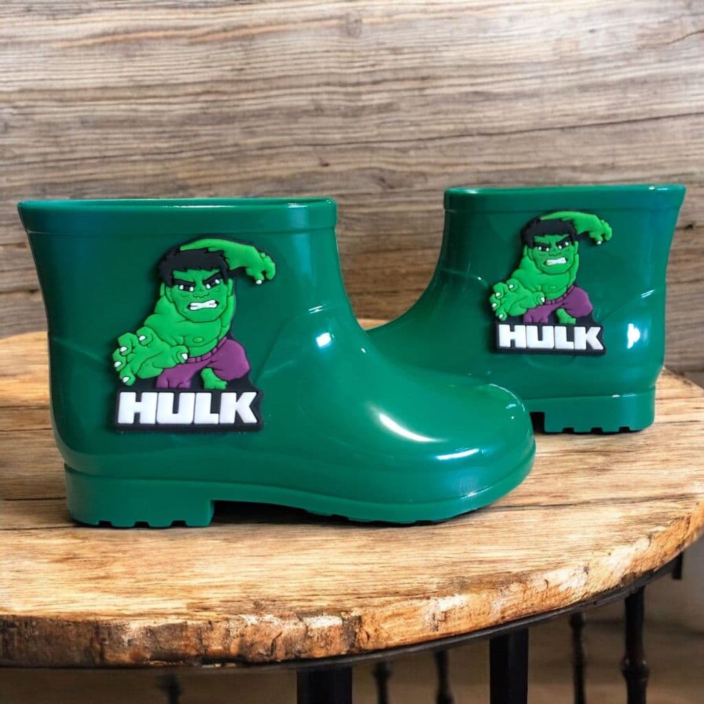 Galocha Bota De Chuva Infantil Hulk  Boneco Juvenil Menino Leve Confortável Impermeável Estiloso