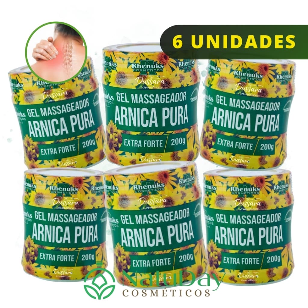 Kit 6 Gel Para Massagem Muscular Arnica Pura (Extra-F0RTE) 200g Rhenuks