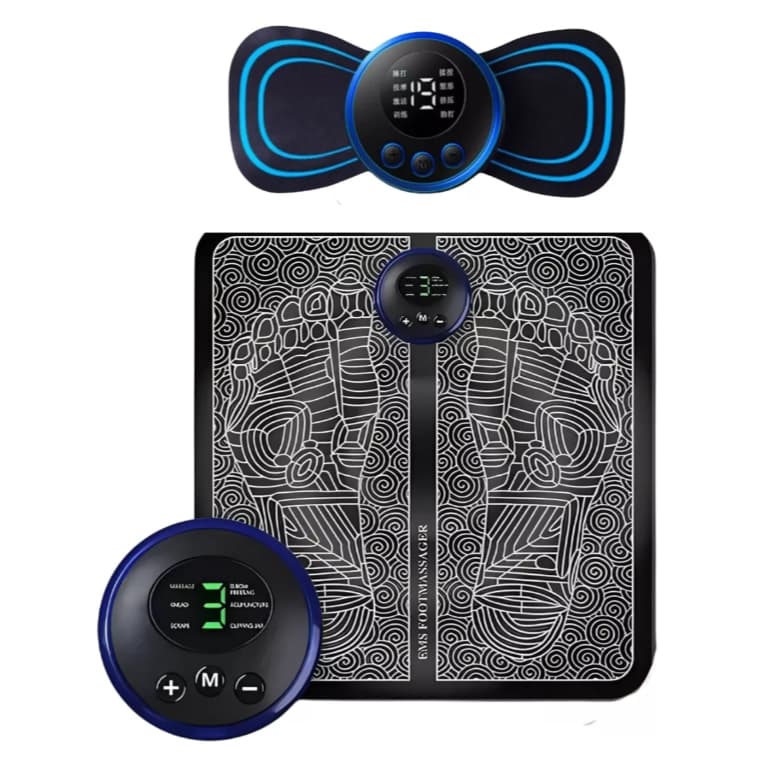 Kit Mini Massageador E Tapete Portátil Recarregável Dor Pescoço Coluna Pernas alívio da dor ferramenta ombro perna massa