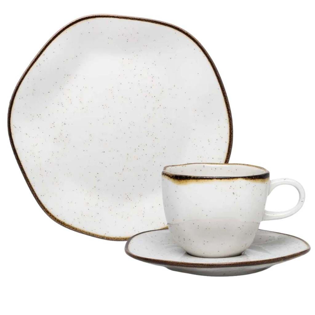 Conjunto 12 Peças xicaras e pratos sobremesa Ryo Maresia Oxford Porcelanas