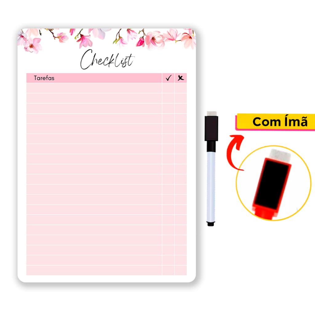 Lousa Magnética Geladeira c/ Caneta 28x20cm Planejamento Semanal, Planejamento Diario e Finanças