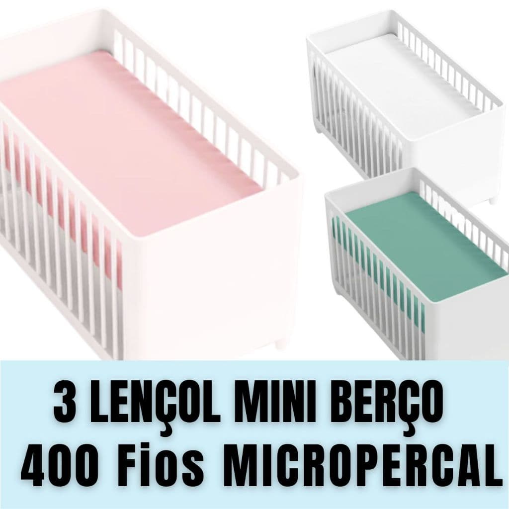 KIT 3 LENÇOL AVULSO MINI BERÇO 400 FIOS MICROPERCAL