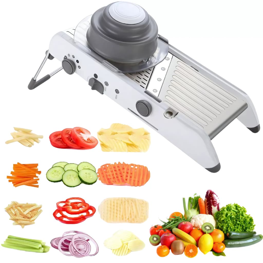 Cortador De Legumes Fatiador Ralador Com Regulagem Em Inox QUE BOM