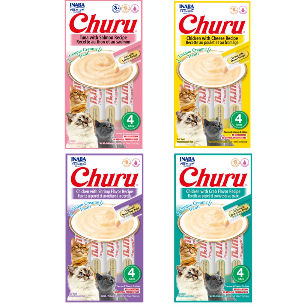 Churu Petisco umido para Gatos 4 Pacotes sabores Sortidos inaba