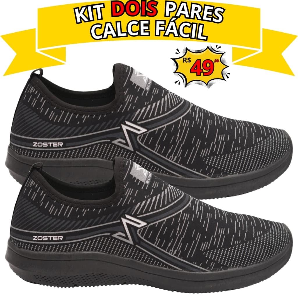 Kit 2 Pares Tênis Meia Masculino – Respirável, Sem Cadarço e Estiloso | Pronta Entrega