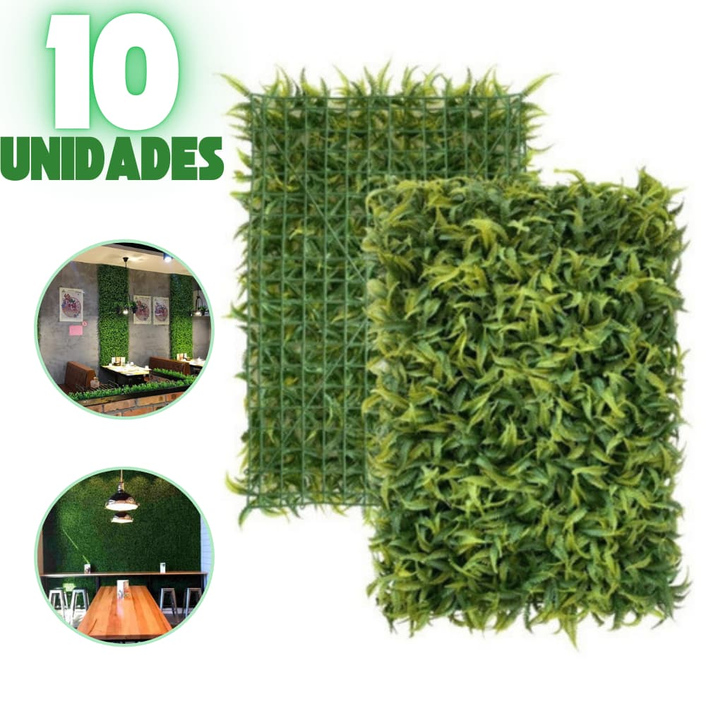 Kit 10 Placa De Samambaia Cheia 40x60 Jardim Vertical Artificial