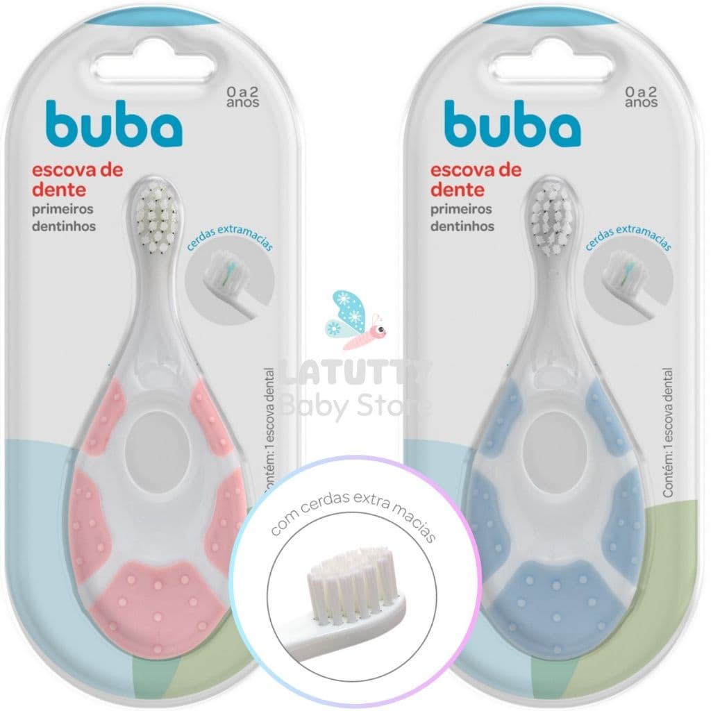 Escova de Dente Buba Higiene Bucal Escovinha Bebê Massageador Gengiva Primeiros Dentinhos Bebe