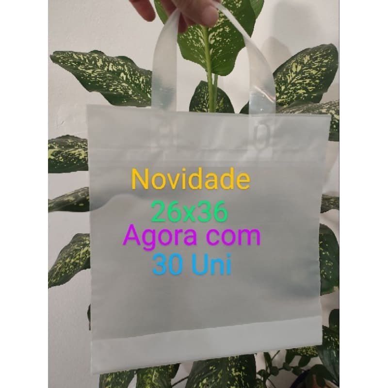 Sacola alça fita Neutra/Transparente 30Uni. (26x36)