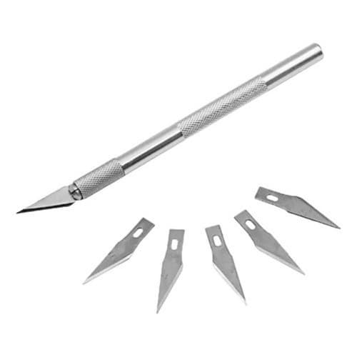 Estilete De Precisão Bisturi Alumínio Com 5 Laminas Para artesanato Arte Moderna Escupir