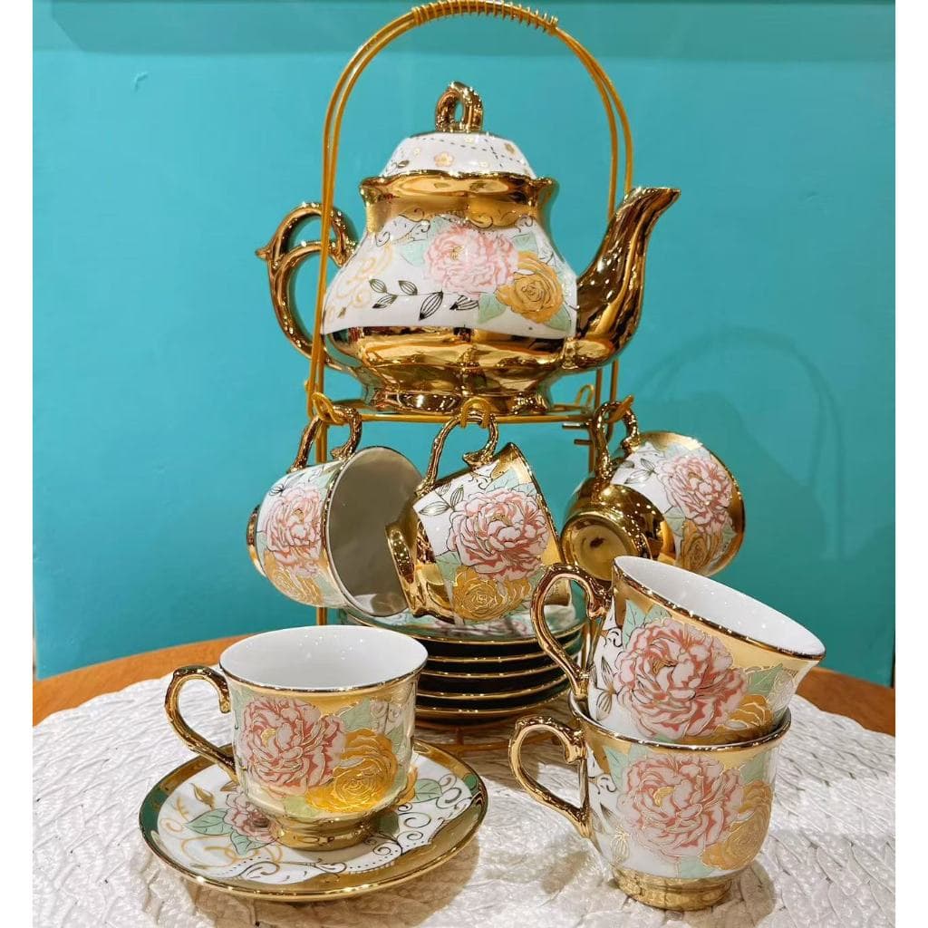 Bule Com Xicaras E Pires Para Cafe Luxo Bule Com Suporte 13 Pecas